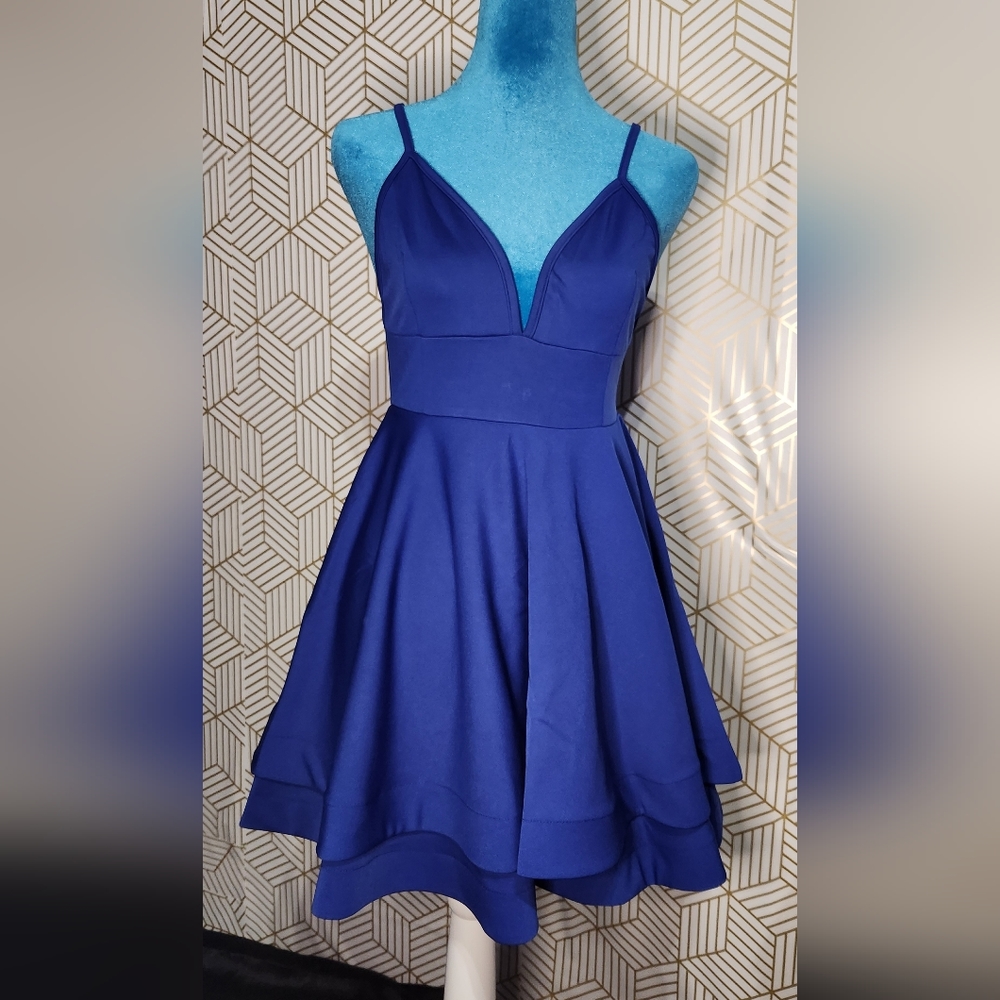 Womens royal blue dress with flowy skirt (Size S and L)